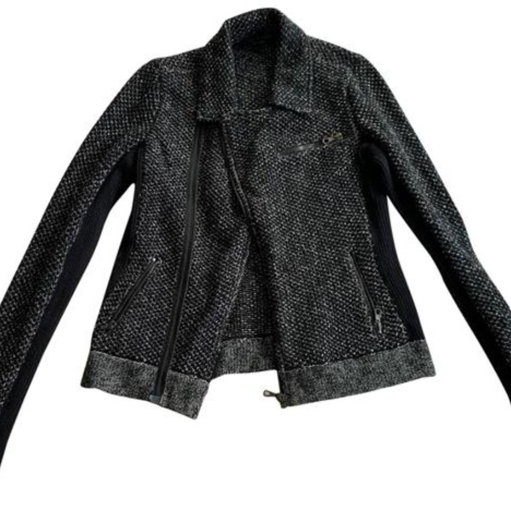 ‘melinda’ Metallic Biker Knit Jacket